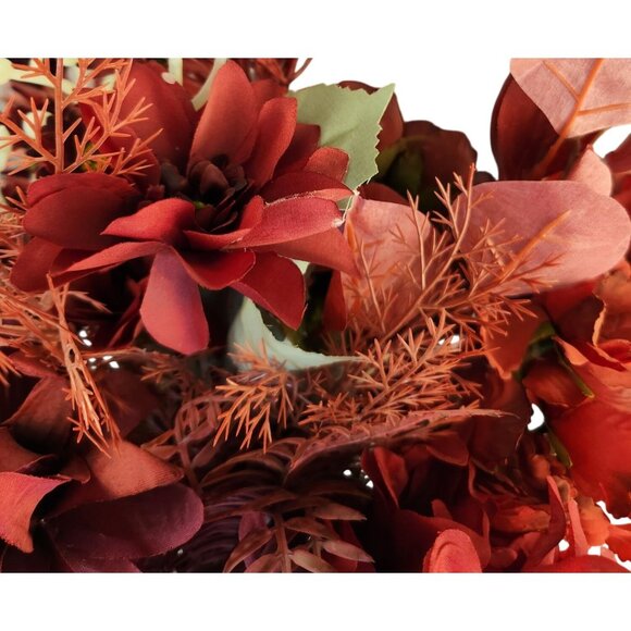 Burgundy Faux Flower Mixed Bouquet 11 Stems Floral Arrangement Realistic - Picture 12 of 16